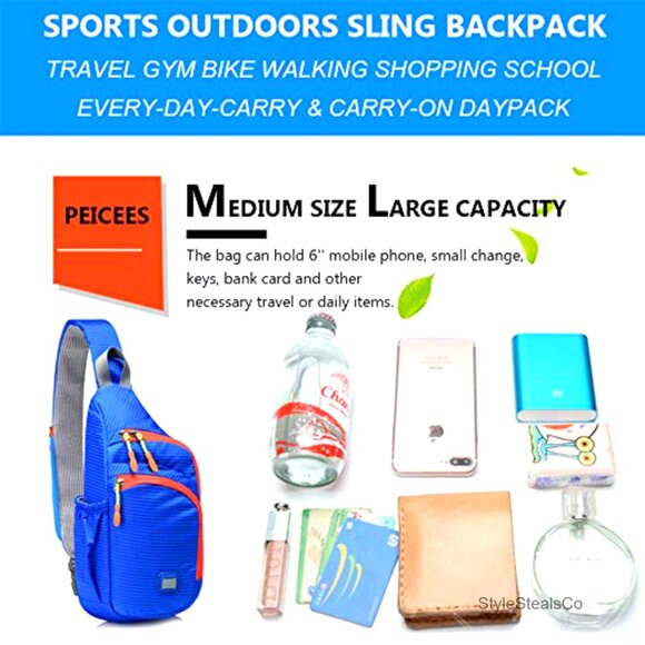 Waterproof Sling Backpack Crossbody Daypack Lightweight Nylon Travel Bag main image 4